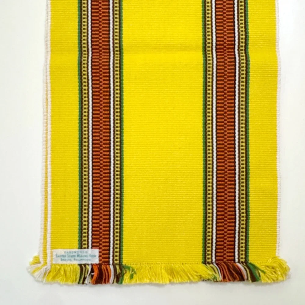 Vintage Easter School‎ Weaving Room Table Runner Hand Woven Philippines Yellow